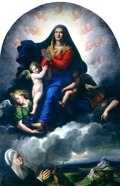 Jomfruens åbenbaring, 15301540. af Girolamo da Carpi