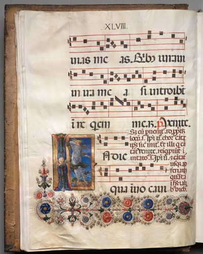 Antifonar: Initial, engel, ca. 1470-1480. af Girolamo da Cremona