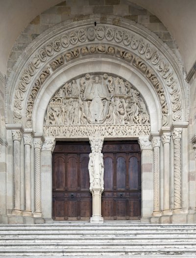 Den sidste dom, Centralportalen til Saint-Lazare-katedralen, Autun, Frankrig af Gislebertus