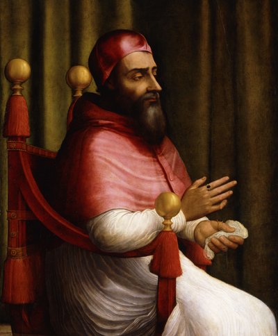 Portræt af pave Clemens VII, siddende i trekvart længde, af Giuliano Bugiardini