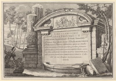 Klassiske ruiner i et landskab: frontispice af Giuliano Giampiccoli and Giovanni Battista Tiepolo
