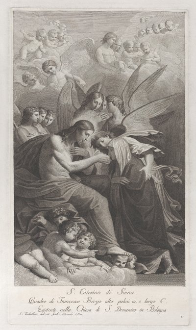 Kristus giver den hellige vært til den knælende Saint Catherine af Siena..., 1750-1812. af Giuliano Traballesi