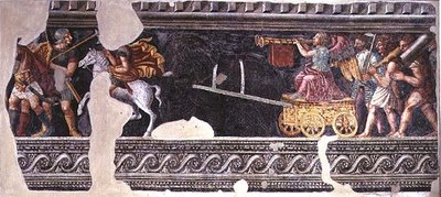 Fragment af en scene af en triumf (fresko) af Giulio (school of) Romano