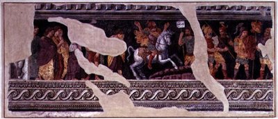 Fragment af en scene af en triumf (fresko) af Giulio (school of) Romano
