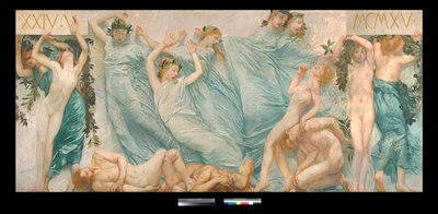 Diptyk: Risveglio Maleri af Giulio Aristide Sartorio (1860-1932) 1906 Dim 180,5 x 398,5 cm Privat samling (Diptyk, maleri af Giulio Aristide Sartorio Privat samling) af Giulio Aristide Sartorio