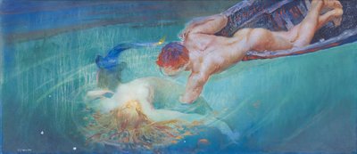 Havfrue eller grøn afgrund, ca. 1900 (olie på lærred) af Giulio Aristide Sartorio
