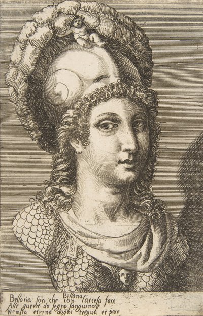 Buste af Bellona, ca. 1531-76. af Giulio Bonasone
