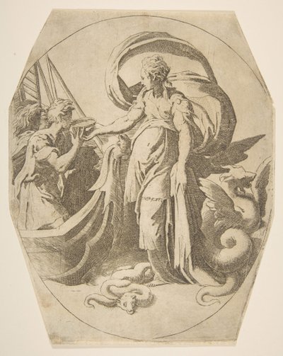 Circe and the Companions of Ulysses, 1500-tallet. af Giulio Bonasone