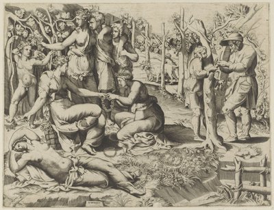 Flora giver en krans af Giulio Bonasone