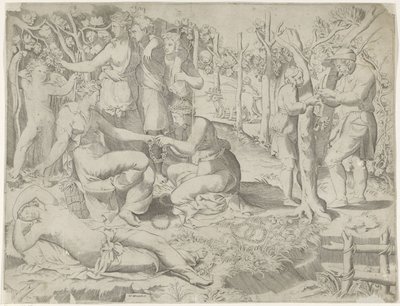 Flora giver en krans af Giulio Bonasone