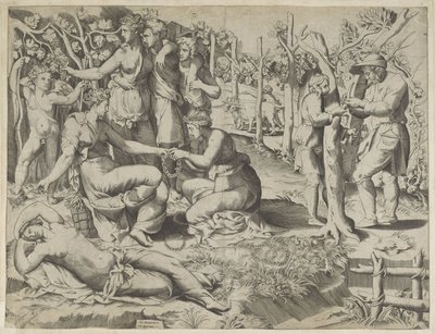 Flora giver en krans af Giulio Bonasone