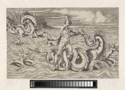 Hercules kæmper med Achelous af Giulio Bonasone