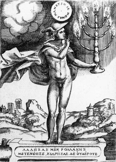 Hermes, 1555 (gravering) af Giulio Bonasone