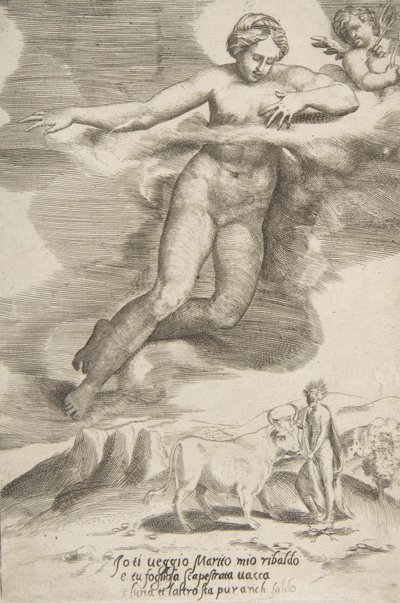Juno ser Jupiter og Io, fra The Loves of the Gods, 1531-60. af Giulio Bonasone