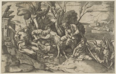 Jupiter diedes af geden Amalthea af Giulio Bonasone
