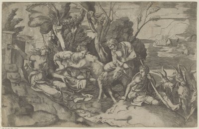 Jupiter diedes af geden Amalthea af Giulio Bonasone