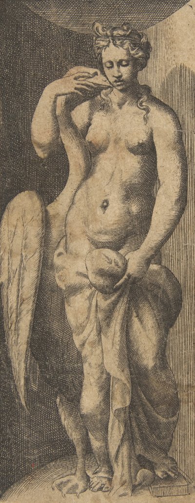 Leda og svanen, ca 1531-76. af Giulio Bonasone