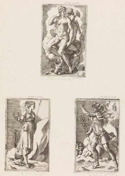 Mercurius, fra Planeter, plade 6, 1530-70. af Giulio Bonasone