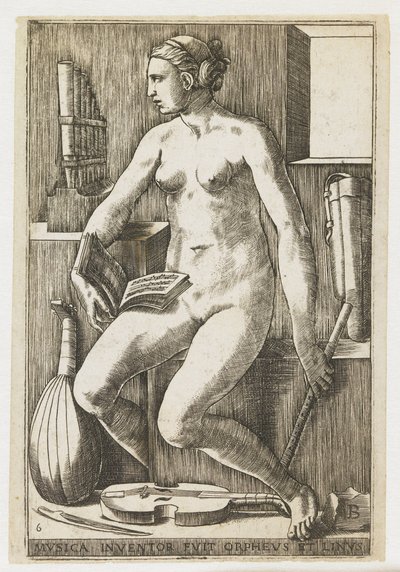 Musica Musica inventor fuit Orpheus et Linus (titel på objekt) The Seven Liberal Arts (serietitel) af Giulio Bonasone