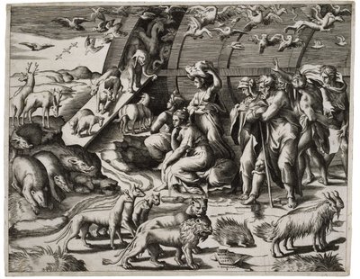 Noah forlader arken, 1544 af Giulio Bonasone