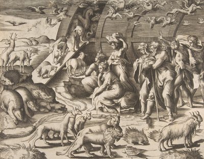 Noah forlader arken, 1500-tallet. af Giulio Bonasone