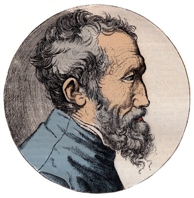 Portrait of Michelangelo Buonarroti italian sculptor - Portrait of Michelangelo Buonarroti dit Michel Angedani af Giulio Bonasone