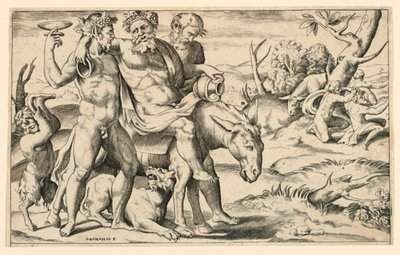 Silenus rider på en røv af Giulio Bonasone