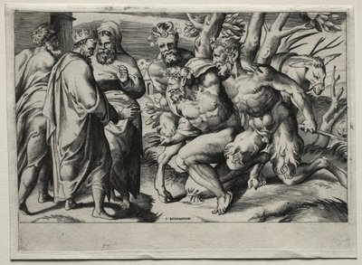 Silenus og kong Midas, midten af det 16. århundrede. af Giulio Bonasone