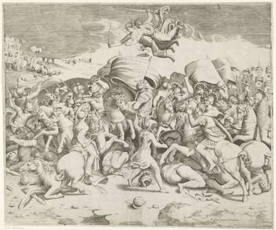 Slaget ved Milvian Bridge af Giulio Bonasone
