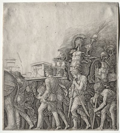 Cæsars triumfer: Korseletbærerne, ca. 1498. af Giulio Campagnola