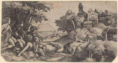 Hyrder i et landskab af Giulio Campagnola and Domenico Campagnola