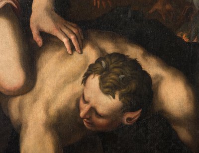 Nordlige tværskib, Ærkeenglen St. Michaels alter, Ærkeenglen Michael dræber den onde, Giulio Campi 1566, Detalje af Giulio Campi