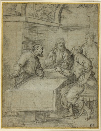 Studer til nadveren i Emmaus af Giulio Campi