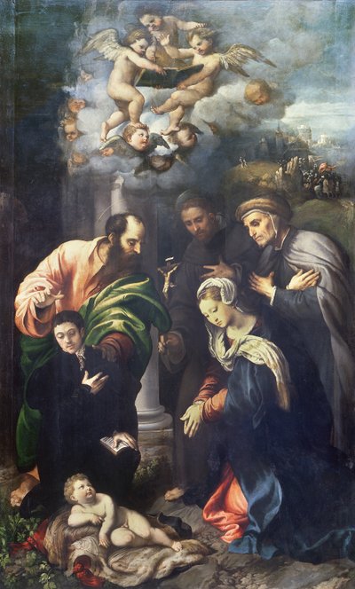 Fødselen med de hellige Matthias, Anthony af Padova, den salige Albert af Villa d