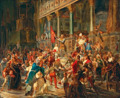 Mønstring af soldaterne Viva Messer Vittore Pisani!, 1864. af Giulio Carlini