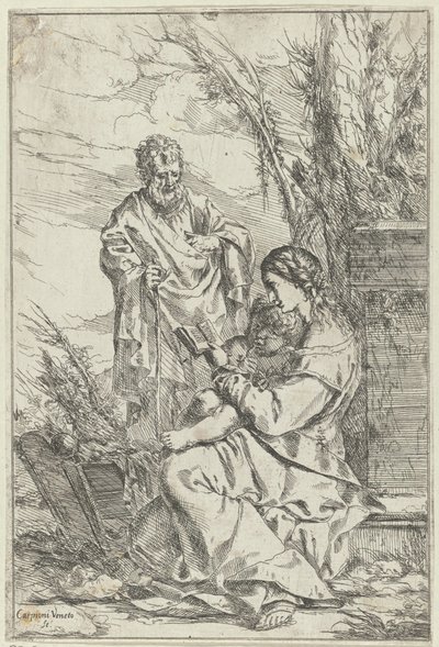 Hellig familie læsning med Mary af Giulio Carpioni (I)