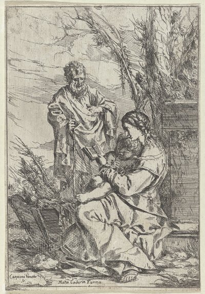Hellig familie læsning med Mary af Giulio Carpioni (I)