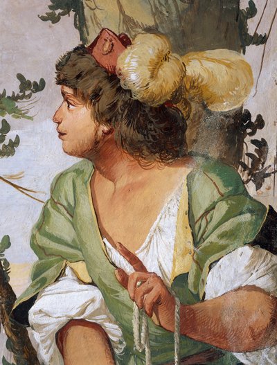 Hyrden Sylvius sårer ved et uheld nymfen Dorinda og forelsker sig i hende, fresko af Giulio Carpioni, inspireret af præstespillet Den trofaste hyrde, af Giovanni Battista Guarini, Villa Caldogno, Caldogno, Veneto, Italien. af Giulio Carpioni