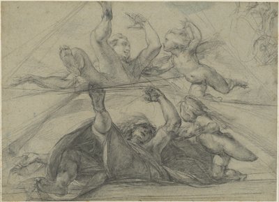 Loftstudier af en profet og en putto set nedefra af Giulio Cesare Procaccini