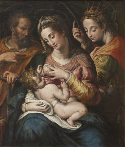 Den hellige familie med den hellige Catherine, ca. 1600 af Giulio Cesare Procaccini