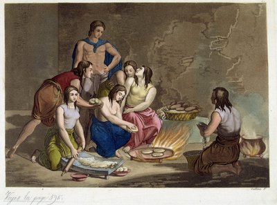 Gamle mexicanere laver brød - i ""antik og moderne kostume"", af Ferrario, red. Milano af Giulio Ferrario