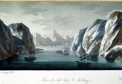 Southern Bay i Spitzberg, Norge - i "" Det gamle og moderne kostume"" af Jules Ferrario, red. Milano af Giulio Ferrario