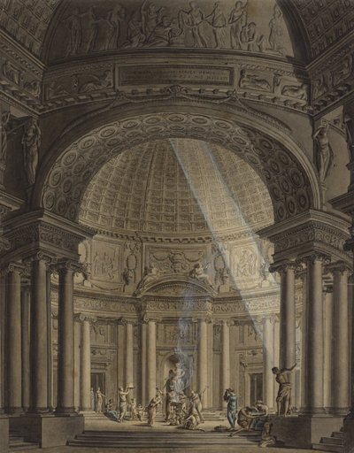Rundt tempel med offerscene af Giulio Quaglio