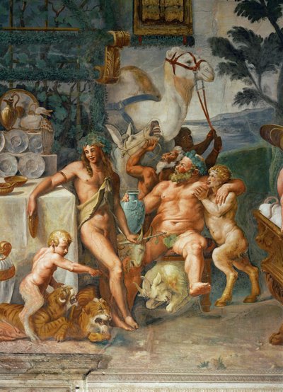 Bacchanalia - gudernes festmåltid (fresko) af Giulio Romano