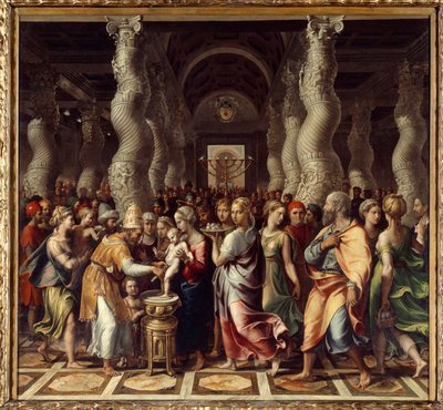 Circumcision Religious Ceremony for the circumcision of Christ. Painting by Giulio Pippi de "Jannuzzi dit Giulio Romanodani af Giulio Romano