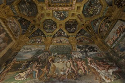 Fresco-detalje fra Chamber of Amor and Psyche, 1526-1534 af Giulio Romano