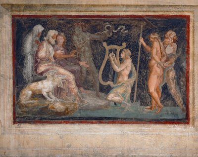 Mytologisk scene (freskomaleri) af Giulio Romano