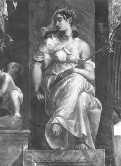 Fred ved siden af pave Damasus I (ca. 304-384) Raphael Rooms (detaljer) (se også 252795 og 252796) af Giulio Romano