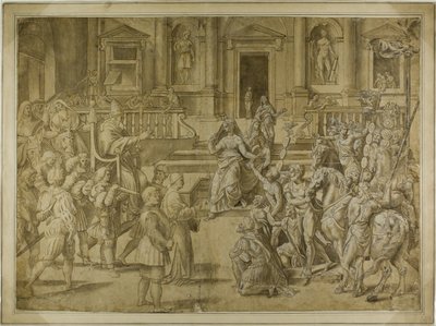Pave Sylvester velsigner kejser Konstantin af Giulio Romano