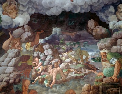 Oprørsgiganter bliver ramt af bjergets fald af Giulio Romano